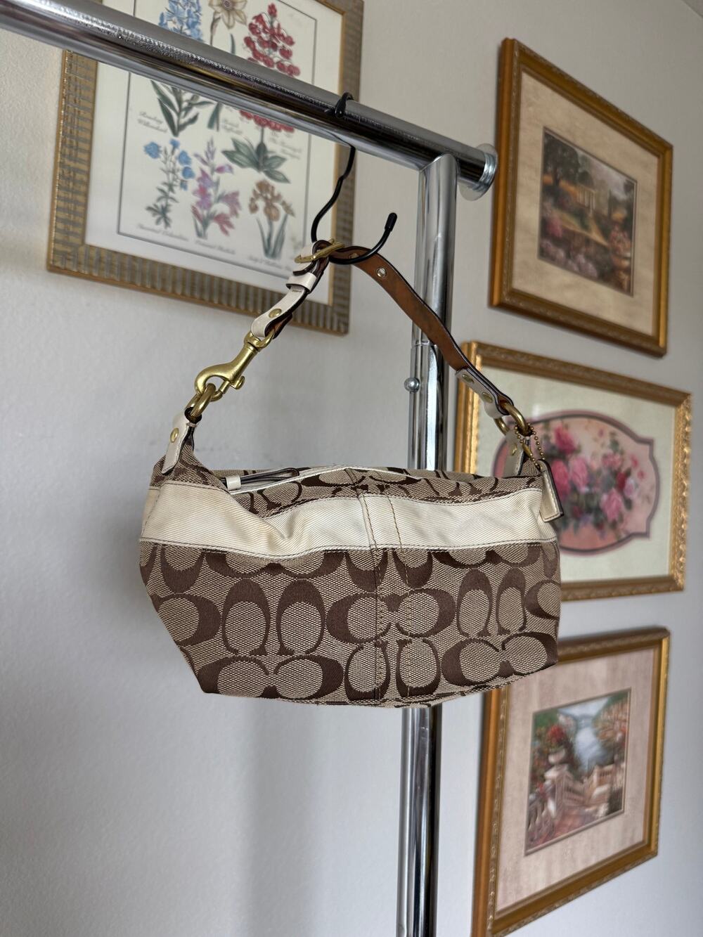 Coach Beige Canvas Shoulder Bag